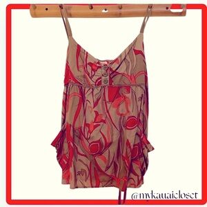 Gorgeous olive green and rusty orange top!